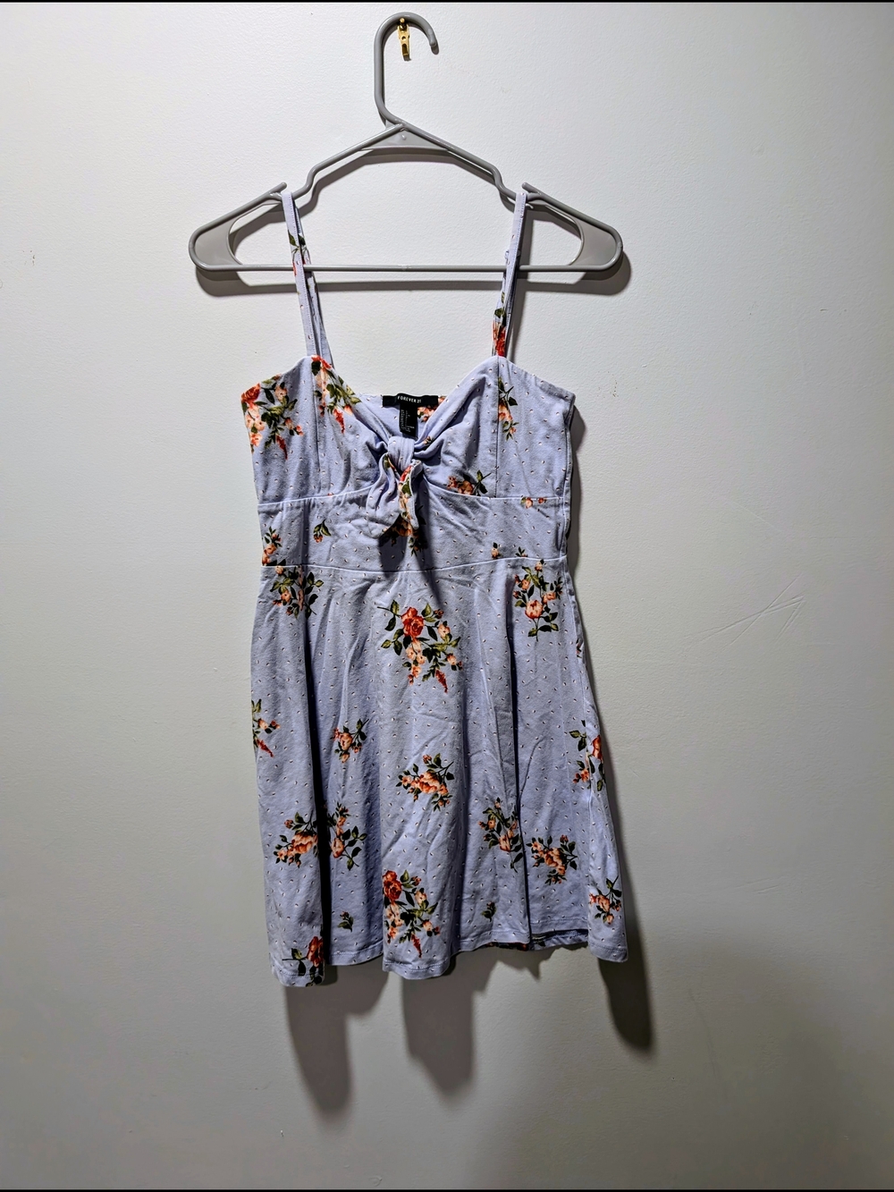 Forever 21 Light Lavender/Blue Floral Tie-Front Top